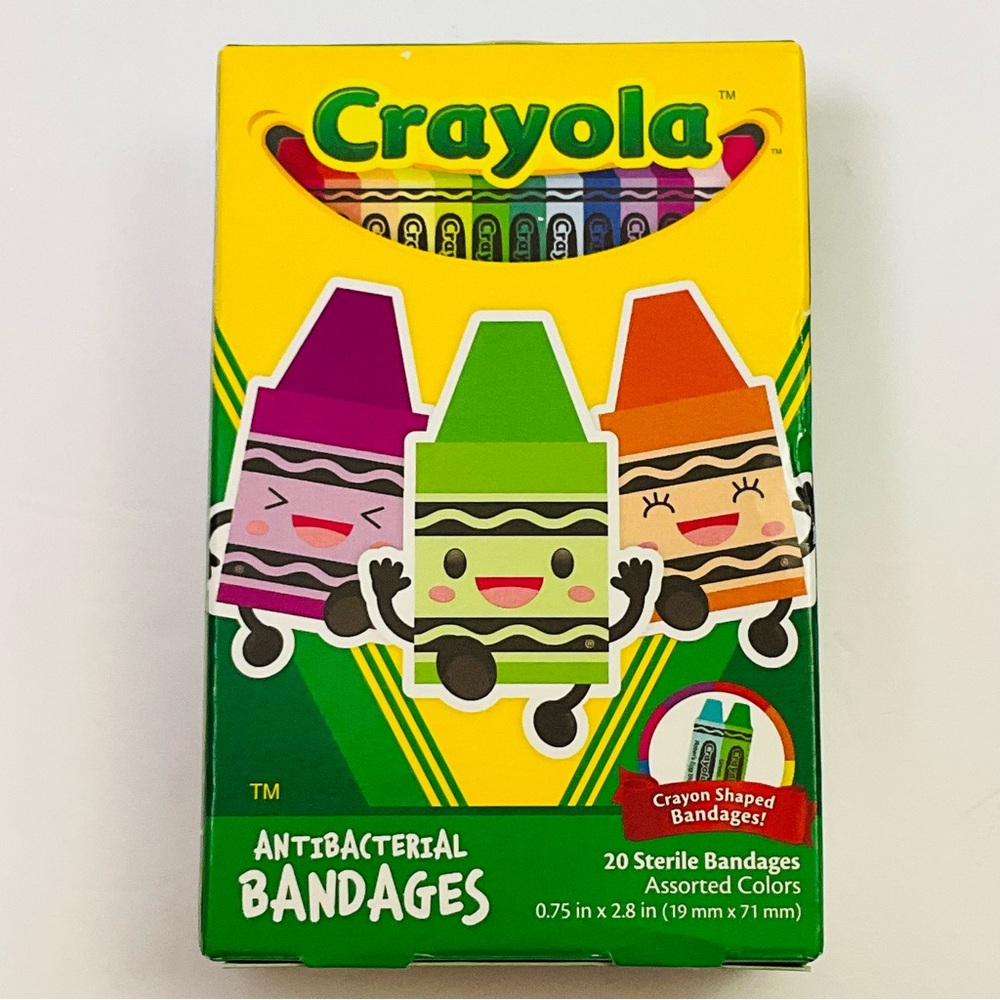 🌼4/$10🌼 NIP Crayola Antibacterial Bandages - 1 Box 20 Count Assorted Colors